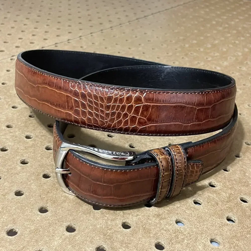 Donald J. Trump Belt Mens Sz 40/100 Brown Leather Grain Signature President $298